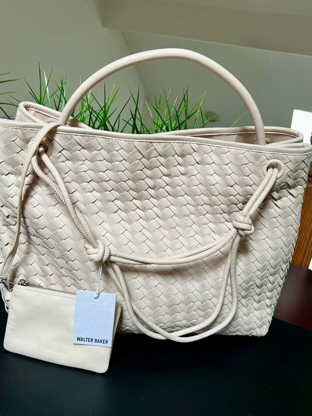 WALTER BAKER Hazel Large Woven Leather Tote